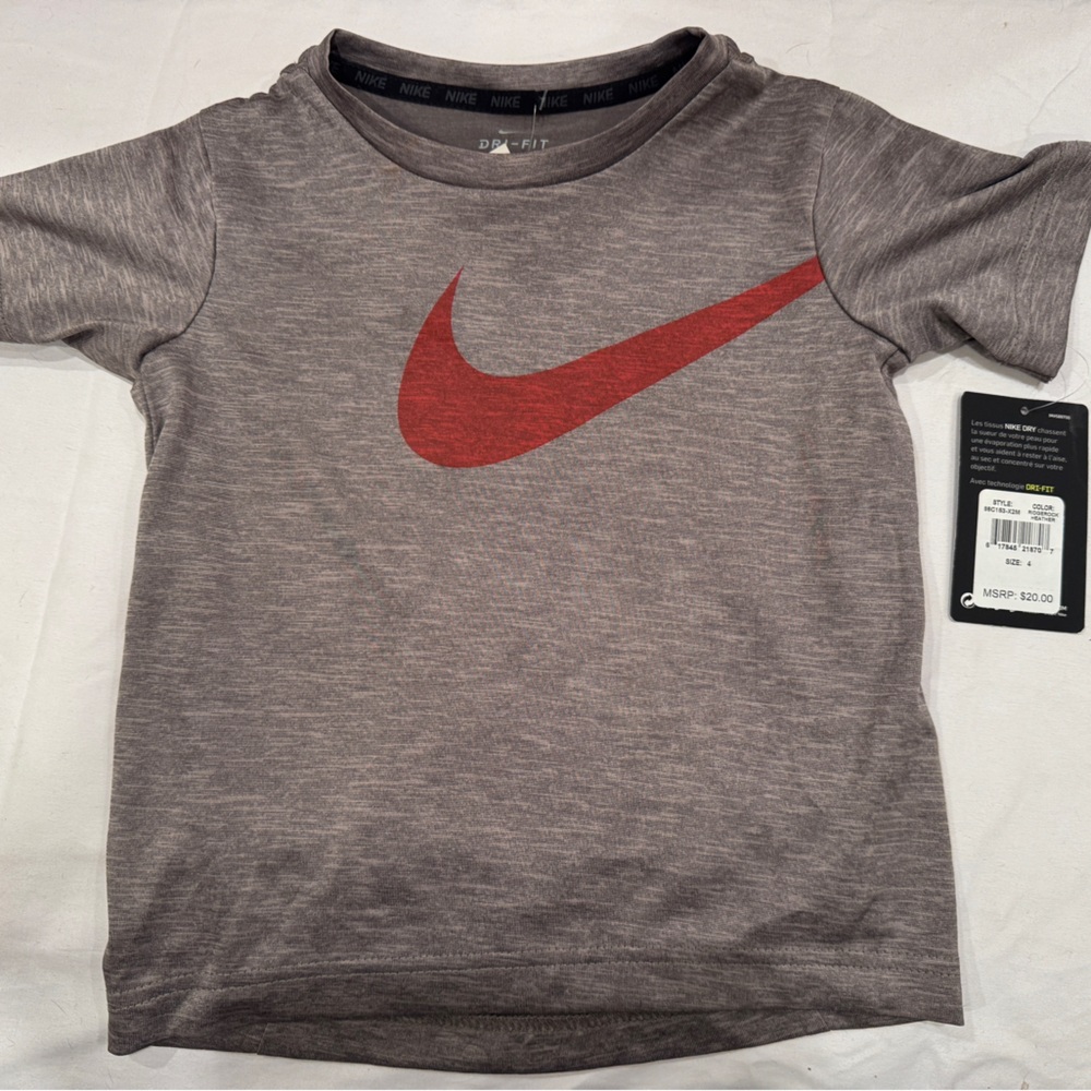 Nike Heather Gray Tee with Red Logo